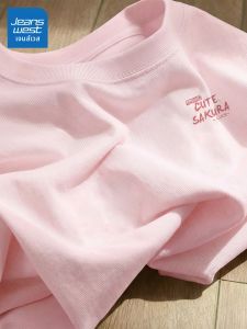 Jeanswest | 100% Cotton Pink Short Sleeve Tshirt Casual Loose Womens Summer