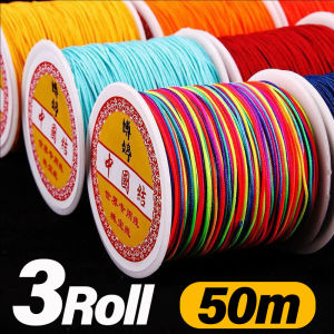 3Roll Colorful Cotton Thread Chinese Knot Cord Bracelets Braided String For DIY Tassels Beading Cord Jewelry Making 50M