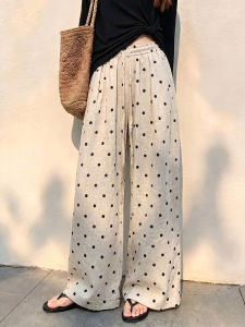 V.C.I | Korean Style Linen Dots Summer Lightweight High Waist Loose Flattering Short Women Casual Pants