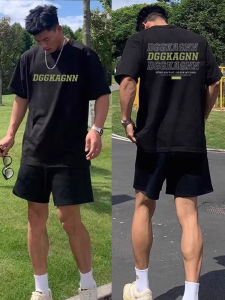 Extra Large Size Mens T-Shirt Heavyweight Pure Cotton Short Sleeve Letter Print Casual Loose Top for Summer Breathable Youth Fashion