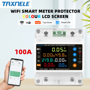 2P 100A Tuya WiFi Smart Bi-Directional Energy Power kWh Meter Leakage Over Under Voltage Protector Relay Timer Switch Smart Life