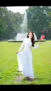 Áo dài lụa mỹ trắng cao cấp tay dài học sinh sinh viên nữ sinh mặc lễ - Áo dài Hoàng Mai