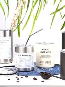 Coffee mug สแตนเลส แก้วกาแฟหรูหรา ขนาด 380ML ใส่ได้ทั้งร้อนและเย็น พกพาง่าย ฝาปิดแก้วแบบล็อค พร้อมส่ง by WPW open