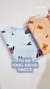 PU waterproof long sleeved bib smock children eating bib