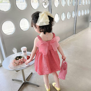 Baby Girl Sweet Wings Sling Dress 2023 Summer New Arrival Children Fresh Flower Princess Dress Fashion