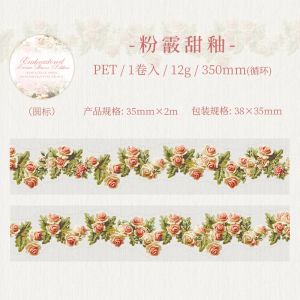 1Roll/3Roll PET Tape Handbook Supplies Collage Material DIY Embroidered Dream Flower Tapes Adhesives Decorative 35mm*2m