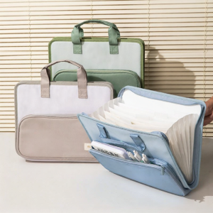 deli | Canvas A4 File Organizer Large Capacity Wind-Accordion Document Folder