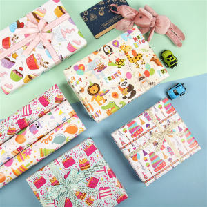 Birthday Wrapping Paper Cute Cartoon Animal Fresh Holiday Gift Present Paper Kindergarten DIY Handmade Bag Book