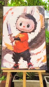 Tranh Labubu Tráng Gương Treo Tường Trang Trí Phòng Khách Decor quán cafe game spa phòng ngủ...