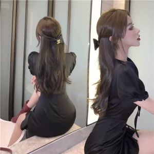 Puff sleeve dress female 2023 summer new Korean version breezy evening dress party little black dress