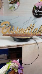 Hiasan Meja Model  3D Tulisan  Bissmillah Pajangan Ruang Decoration Kado Hadiah Aesthetic Estetik