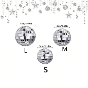 10pc Mini Mirror Disco Ball Stage Light Reflective Rotating Bright Silver Glass Ball Christmas Birthday Wedding Party Cake Decor