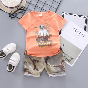 New Chicken Eating baby clothes  Boys Round Neck Short Sleeve Camouflage Summer Dress Baby T-shirt Casual Fashion