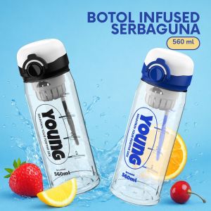 Botol Minum Infused 560ml Free Tali Pegangan Botol Minum Infused Botol Minum Infused Water /Botol Minum Transparan/ YH-8043