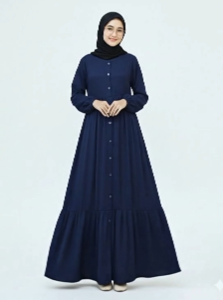 Gamis Polos Dress Wanita Busui Modern Simple Elegan Bahan Katun Rayon Twill