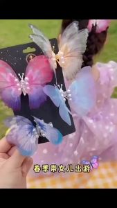 On Hand Kids Big Moving Butterfly Hair Clip Double Layer Girl Hair Pin Butterfly Children Hair Clips