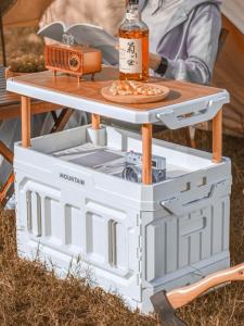 Ngoài Trời Có Thể Gập Lại Hộp Bảo Quản Bàn Kép Sử Dụng Công Suất Lớn Cắm Trại Dã Ngoại Gia Vị Đa Chức Năng Sắp Xếp Lưu Trữ Hộp Gắn Trên Ô Tô