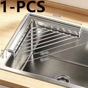 2Pcs 304 Stainless Steel Sink Organizer Rustproof Sponge Scrubber Holder Space‑Saving Drain Rack for Dishcloths Kitchen