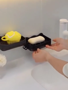 2 Layers Bathroom Organizer Soap Holder with Drainer Drilling-Free Wall Mounted Soap Organizer Bathroom Accessories