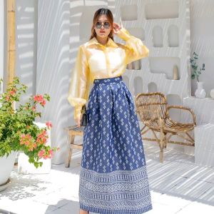 กระโปรงผ้าไทย กระโปรงเจ้าหญิง วนิดา ผ้ามัดหมี่ทอลาย ***ทอลายทั้งตัว ไม่หดไม่ตกสี งานอัดกาวอย่างดี ผ้าพรีเมี่ยม งานตัดเย็บละเอียดปราณีต