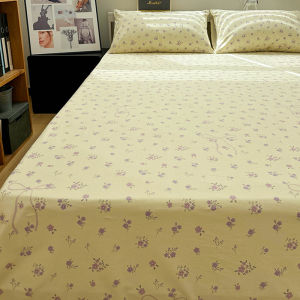 High-End Thickened Pure Cotton Linen Blue Chrysanthemum Single Piece Bed Sheet Quilt Cover Three-Piece Set for All Seasons