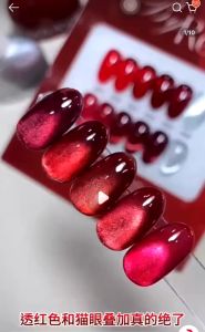 Set sơn gel Govandi - sơn đỏ kết hợp mắt mèo mã G09 (6 chai -)