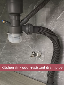 ท่อระบายน้ำอ่างล้างจานในครัว ป้องกันการอุดตัน สล็อตเดี่ยว ติดตั้งง่าย ปรับขนาดได้
