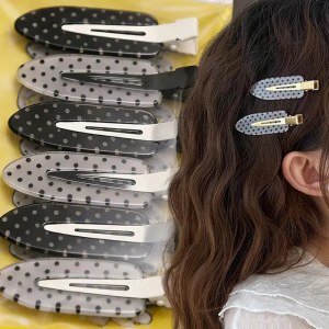 20pcs Korean Fashion Simple Polka Dot Hair Clips / for Girl Acrylic No Damage Daily Wear Party Hair Styling Accessories / Retro Duckbill Clip