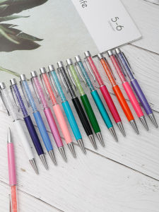 Diamond Crystal Top Flat round Pointed Pen Diamond Gift Ballpoint Pen for Company Logo Signing Neutral Pen Festive Supplies
