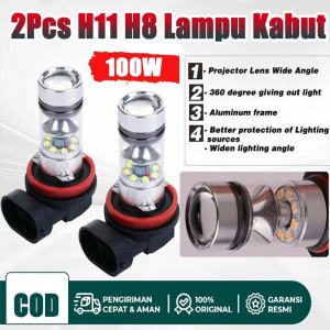 2Pcs H11 H8 Foglamp Mobil LED Super Terang 100W 20SMD 4300K 1500LM