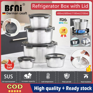 400/600/1100/2100ml 316 stainless steel refrigerator fresh-keeping box 304 food grade round kitchen sealed food storage box lunch box