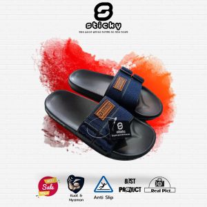 Sandal Selop Pria Wanita Slip On Pria Wanita Distro Premium DENZI NAVY