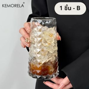 KEMORELA INS 500ML ถ้วยกาแฟอเมริกันเย็นเหมาะมากสําหรับ-วิสกี้เพชรแก้วชาถ้วยน้ําผลไม้แก้วน้ําถ้วย Drinkware