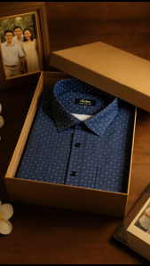 Áo Sơ Mi Nam Công Sở Trung Niên Anton Ngắn Tay Vải Cotton Họa Tiết Hoa Nhí Xanh Tím Than – 809