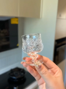 50ml Exquisite Glass Carved Small Wine Glass Party Transparent Sweet Glass Spirits Cup High End Drinkware