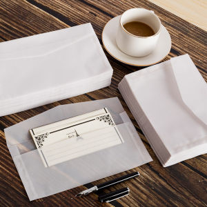 Semi-Transparent Frosted Paper Envelope Birthday Card Retro European Style Horizontal Square Large Size Waterproof Artistic Simple High-End Feeling Letter Ins Postcard