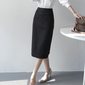 กระโปรงสั้นทรงเอเอวสูงสไตล์ทำงาน MZOMXO ทรงเข้ารูปสีพื้นสำหรับผู้หญิง กระโปรงยาวปานกลางสไตล์ฤดูใบไม้ผลิและฤดูร้อน