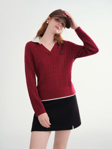 DUSHU | Intelligent Jacquard Contrasting V-neck Knitwear