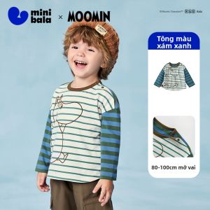 MINI BALA | Áo Thun Tay Dài Trẻ Em Hợp Tác Moomin Màu Khối Sọc