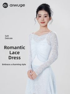 aiwuge | Áo DANCE Voan Off-Shoulder Tay Dài cho Nữ