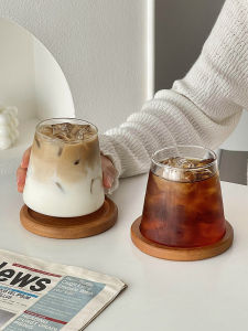 Japanese Style Fujisan High Aesthetic Glass Cup Heat Resistant Simple Transparent Ice American Milk Coffee Cup for Home Use