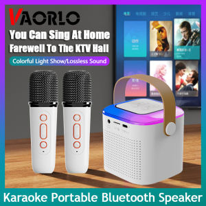 VAORLO New Mic Karaoke Machine For Adults And Kid Subwoofer Portable Bluetooth Speaker System With 1-2 Wireless Microphone Music Player