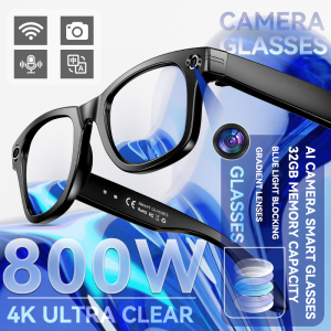2025New Men AI Camera Smart Glasses Wifi 800W Pixel 4K Ultra Clear Videography AI Translation 32GB Anti Blue Light Women Glasses