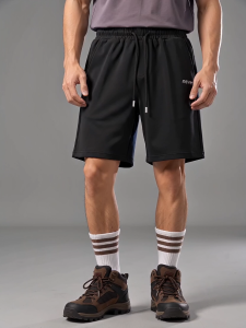 Baleno Mens Casual Shorts 9825213M008 - Black - Drawstring waist - "never" logo - Breathable fabric - Quick-dry - Comfortable fit