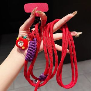 Adjustable Long Rope Phone Strap Cute Doll Pendant Crossbody Outdoor Travel Anti-Loss Shoulder Strap Backpack Replacement Belt