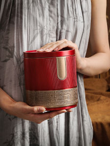 Large Size Phoenix Single Bush Loose Tea Storage Tin Box Seal Iron Can for Puer Tea And Black Tea Vintage Style Laser Engraving