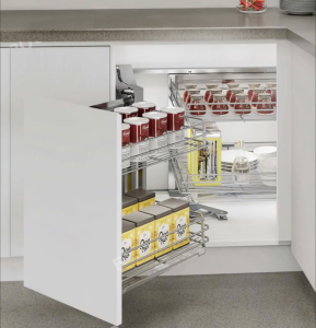 Giá liên hoàn nan dẹt inox 304 Eurogold EPSL101/EPSL102 ray âm giảm chấn lắp cho tủ bếp góc dưới