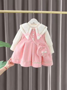 Princess Style Fleece Lined Dress for Girls Autumn Winter Childrens Fashionable Dress One Year Old Baby Girls Dress