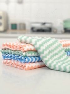 Khăn lau bếp đa năng sợi than tre màu xám không dính dầusiêu thấm hút mềm mịn không xù lông - khăn lau đa năng siêu thấm hút kháng khuẩn