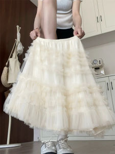 LANMENGYA | Pleated Mesh Dress Female 2026 New Asymmetrical Layered Skirt